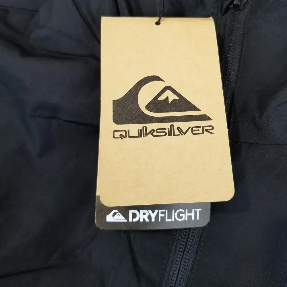 Quiksilver Jacket Mens Medium Black Dryflight Hooded Lightweight Windbreaker NEW